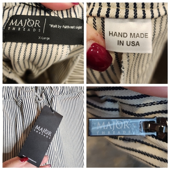 NWT Major Threads Zip Hem Pin Stripe Canvas Denim Pull On Pants XL - Picture 14 of 16